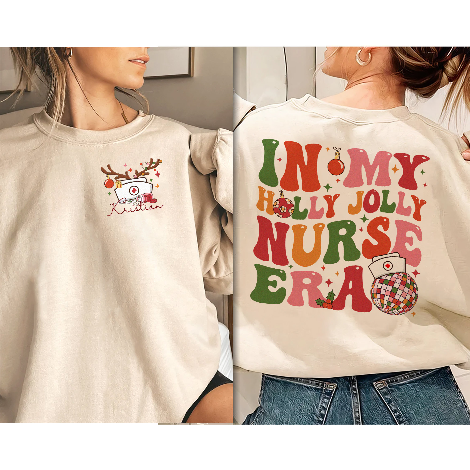 In Holly Jolly Nurse Era T-Shirt, Christmas Sweatshirt, Xmas Gift for Nurses, Festive Nurse Top