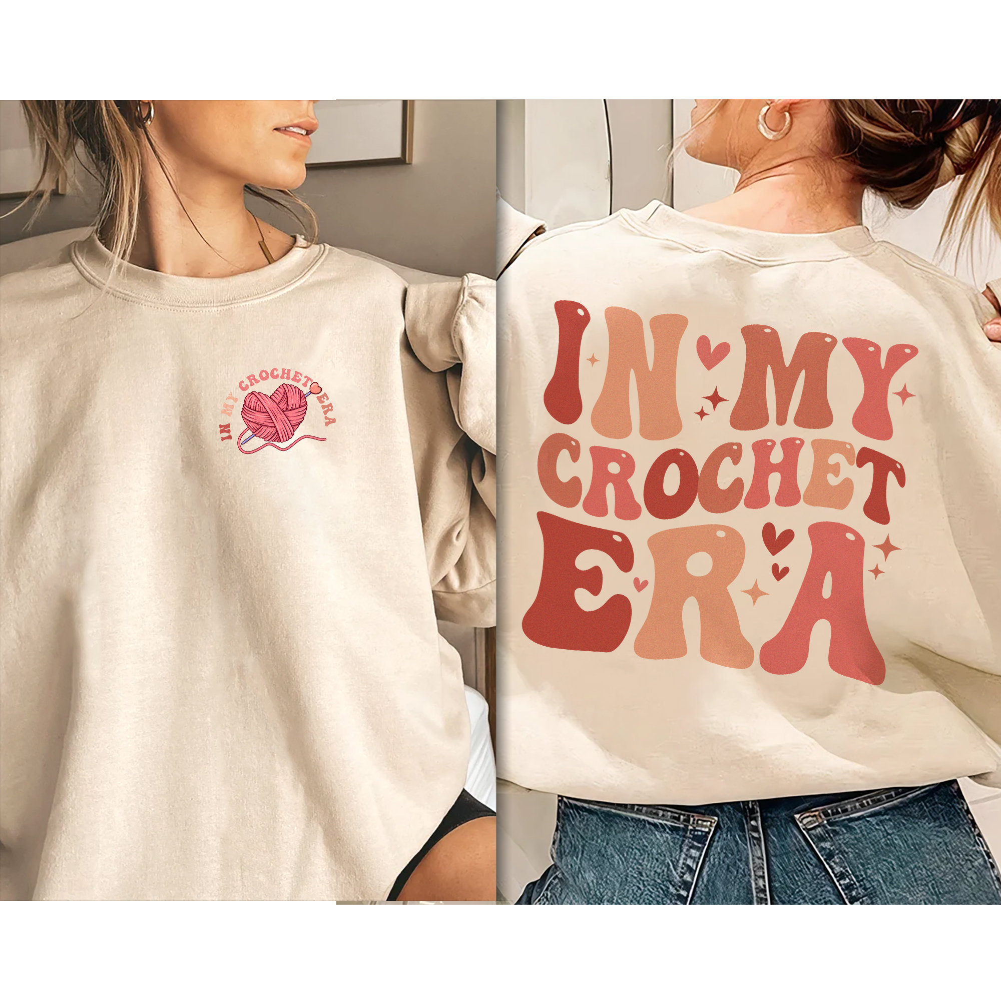 In My Crochet Era T-Shirt, Crafter Mom Tee for Women, Funny Crochet Crewneck, Concert Shirt, Gift for Knitting Lover