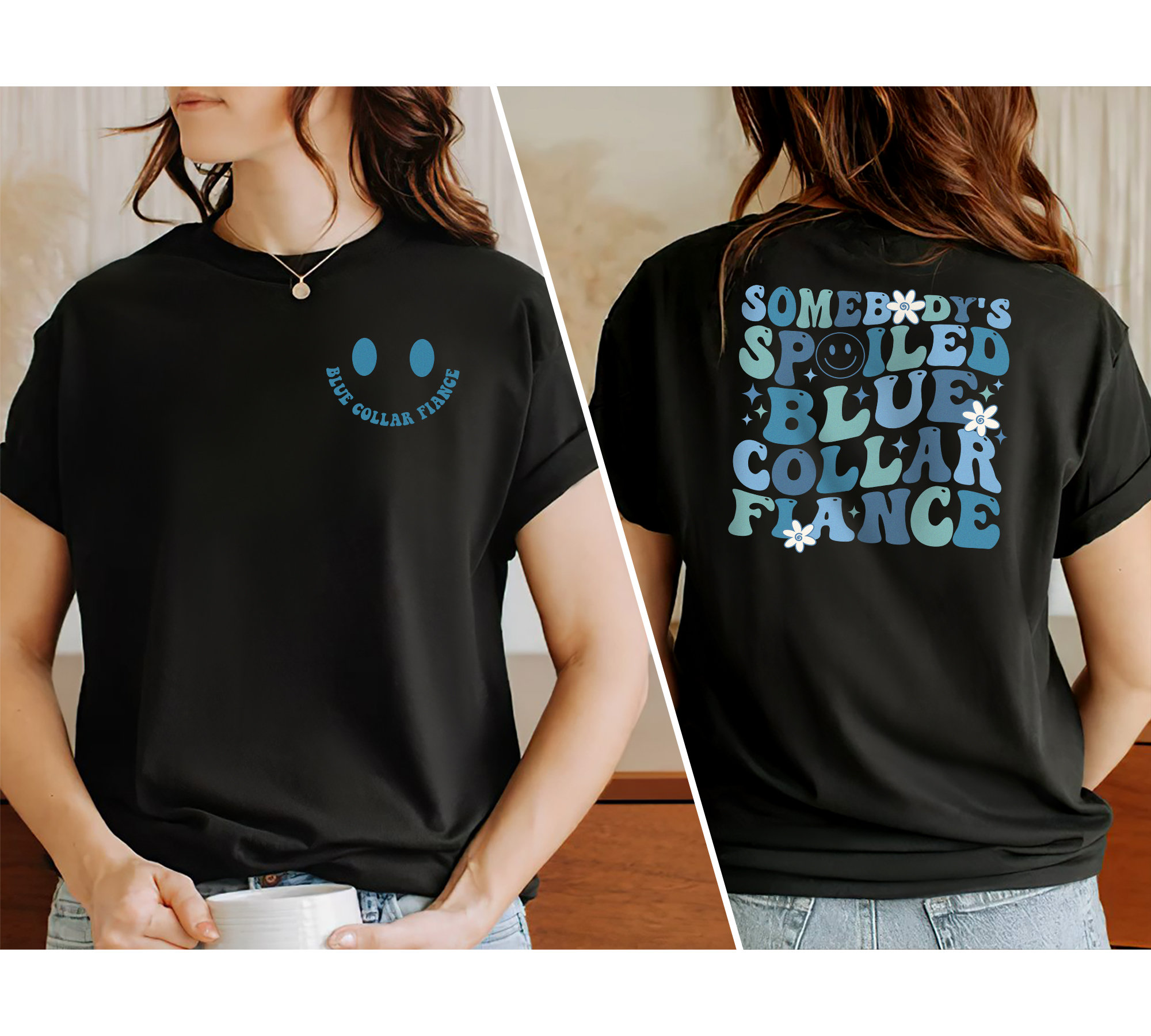 Somebody’s Spoiled Blue Collar Fiancé Shirt, Gift for Bride-to-Be, Blue Collar Tee, Wives T- Shirt